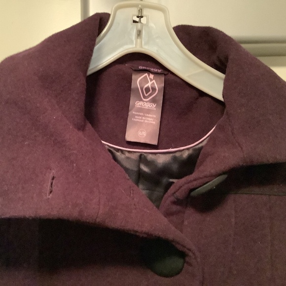 GROGGY Big Collar Purple Wool Coat Size Junior XL NWT - Picture 2 of 8